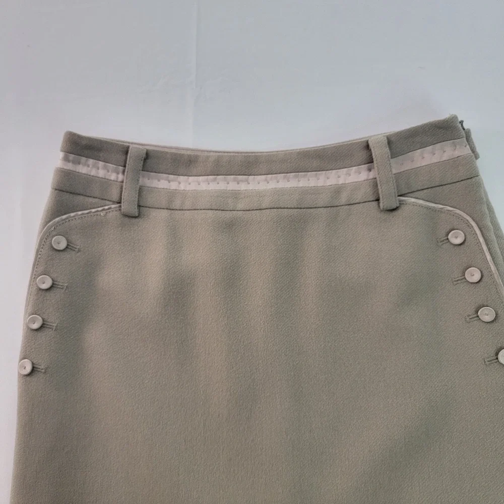 ZOOC Beige Wool pencil Skirt Size Medium 67-94 made in Korea‎ with mutton detail
